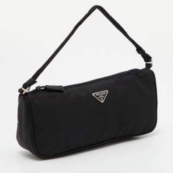 Pre Owned Prada Black Nylon Baguette Bag