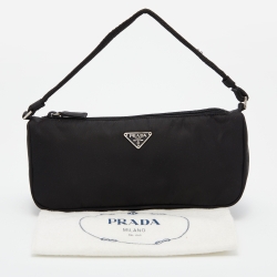 Pre Owned Prada Black Nylon Baguette Bag