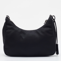 Pre Owned Prada Black Nylon and Leather Re-Edition 2005 Shoulder Bag