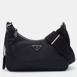 Prada Triangle Leather Shoulder Bag Mango in Leather with Silver-tone - US