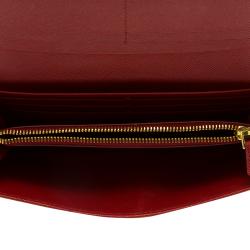 Pre Owned Prada Red Saffiano Leather Continental Wallet