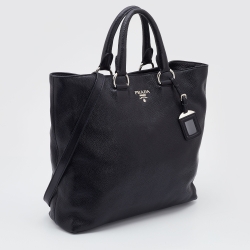 Pre Owned Prada Black Vitello Diano Shopper Tote
