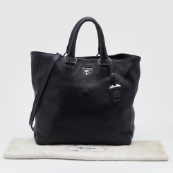 Pre Owned Prada Black Vitello Diano Shopper Tote
