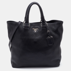 Pre Owned Prada Black Vitello Diano Shopper Tote
