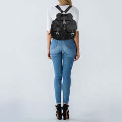 Pre Owned Prada Black Nylon Drawstring Pocket Backpack