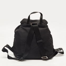 Pre Owned Prada Black Nylon Drawstring Pocket Backpack