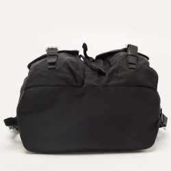 Pre Owned Prada Black Nylon Drawstring Pocket Backpack