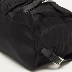 Pre Owned Prada Black Nylon Drawstring Pocket Backpack