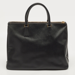 مملوكة مسبقًا Prada Black Saffiano Lux Leather Extra Large Double Zip Tote