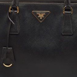 مملوكة مسبقًا Prada Black Saffiano Lux Leather Extra Large Double Zip Tote