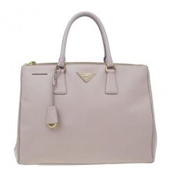 Pre Owned حقيبة يد برادا سافيانو كبيرة سحابات لوكس مزدوجة نيود
