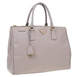 Pre Owned حقيبة يد برادا سافيانو كبيرة سحابات لوكس مزدوجة نيود