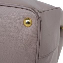 Pre Owned حقيبة يد برادا سافيانو كبيرة سحابات لوكس مزدوجة نيود