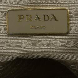 Pre Owned حقيبة يد برادا سافيانو كبيرة سحابات لوكس مزدوجة نيود