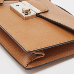 Pre Owned Prada Brown Saffiano Leather Mini Sound Top Handle Bag