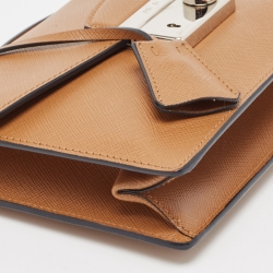 Pre Owned Prada Brown Saffiano Leather Mini Sound Top Handle Bag