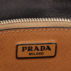 Pre Owned Prada Brown Saffiano Leather Mini Sound Top Handle Bag
