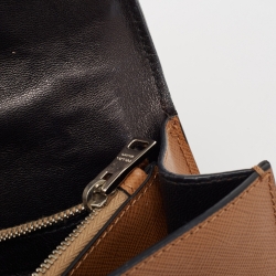 Pre Owned Prada Brown Saffiano Leather Mini Sound Top Handle Bag