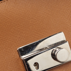 Pre Owned Prada Brown Saffiano Leather Mini Sound Top Handle Bag