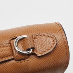 Pre Owned Prada Brown Saffiano Leather Mini Sound Top Handle Bag