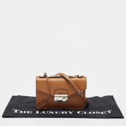 Pre Owned Prada Brown Saffiano Leather Mini Sound Top Handle Bag