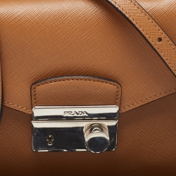 Pre Owned Prada Brown Saffiano Leather Mini Sound Top Handle Bag