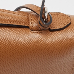 Pre Owned Prada Brown Saffiano Leather Mini Sound Top Handle Bag