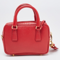 Prada Red Saffiano Lux Leather Mini Camera Crossbody Bag