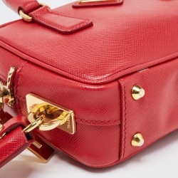 Prada Red Saffiano Lux Leather Mini Camera Crossbody Bag