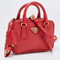 Prada Red Saffiano Lux Leather Mini Camera Crossbody Bag