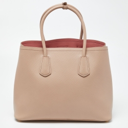 Prada Beige Saffiano Cuir Leather Large Double Handle Tote