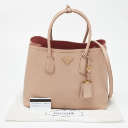 Prada Beige Saffiano Cuir Leather Large Double Handle Tote