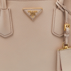 Prada Beige Saffiano Cuir Leather Large Double Handle Tote