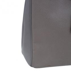 مملوكة مسبقًا Prada Clay Grey Saffiano Lux Medium Double-Zip Tote