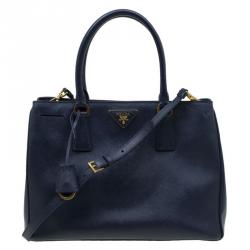 Pre Owned Prada Navy Blue Saffiano Lux Leather Small Tote