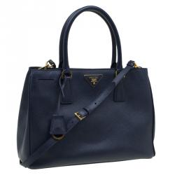 Pre Owned Prada Navy Blue Saffiano Lux Leather Small Tote