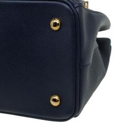 Pre Owned Prada Navy Blue Saffiano Lux Leather Small Tote