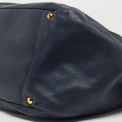 Pre Owned Prada Navy Blue Leather Chain Handle Hobo