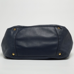 Pre Owned Prada Navy Blue Leather Chain Handle Hobo