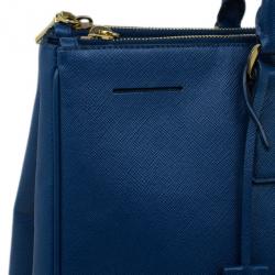 Pre Owned Prada Blue Saffiano Lux Large Double-Zip Tote