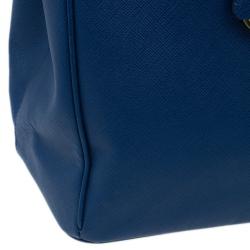 Pre Owned Prada Blue Saffiano Lux Large Double-Zip Tote
