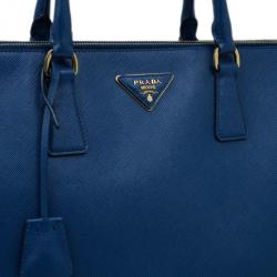 Pre Owned Prada Blue Saffiano Lux Large Double-Zip Tote