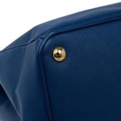 Pre Owned Prada Blue Saffiano Lux Large Double-Zip Tote