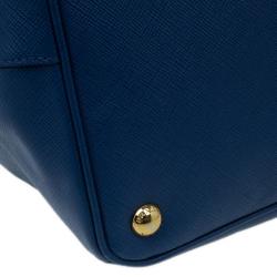 Pre Owned Prada Blue Saffiano Lux Large Double-Zip Tote