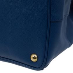 Pre Owned Prada Blue Saffiano Lux Large Double-Zip Tote