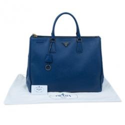 Pre Owned Prada Blue Saffiano Lux Large Double-Zip Tote