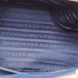 Pre Owned Prada Blue Saffiano Lux Leather Small Galleria Double Zip Tote