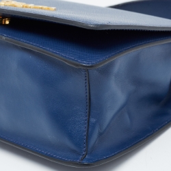 Pre Owned Prada Blue Saffiano Lux Leather Pattina Shoulder Bag
