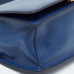 Pre Owned Prada Blue Saffiano Lux Leather Pattina Shoulder Bag