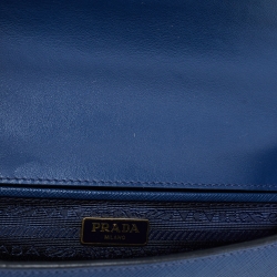Pre Owned Prada Blue Saffiano Lux Leather Pattina Shoulder Bag